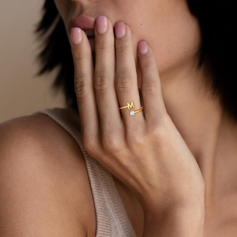 BLThing Store Initial Rings for Girls Kids Women - Dainty 14K Gold Plated Dainty A - Z Initial Letter Rings No Tarnish Teen Girls Gifts Trendy Stuff Birthday Gifts for 5 6 7 8 9 10 Year Old Girl - Image 4
